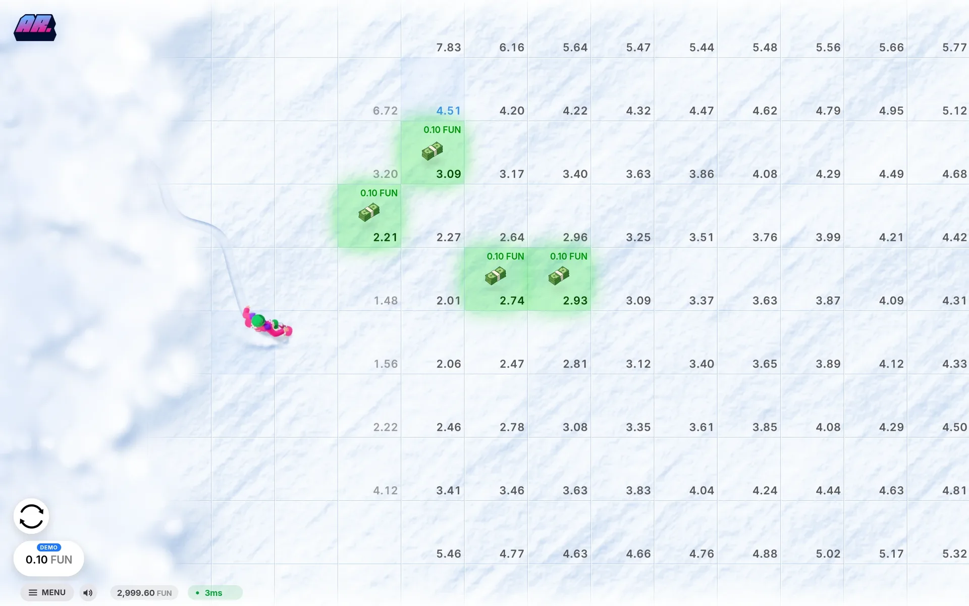 Avalanche Rush — Game in play